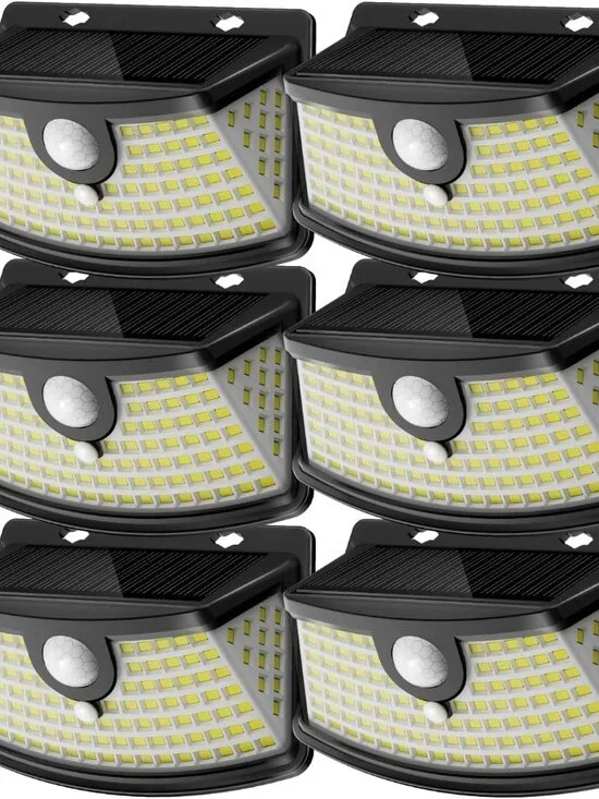 6-Pack Solar Motion Sensor Lights - 120 LEDs, IP65 Waterproof, Daylight White - Picture 1 of 7